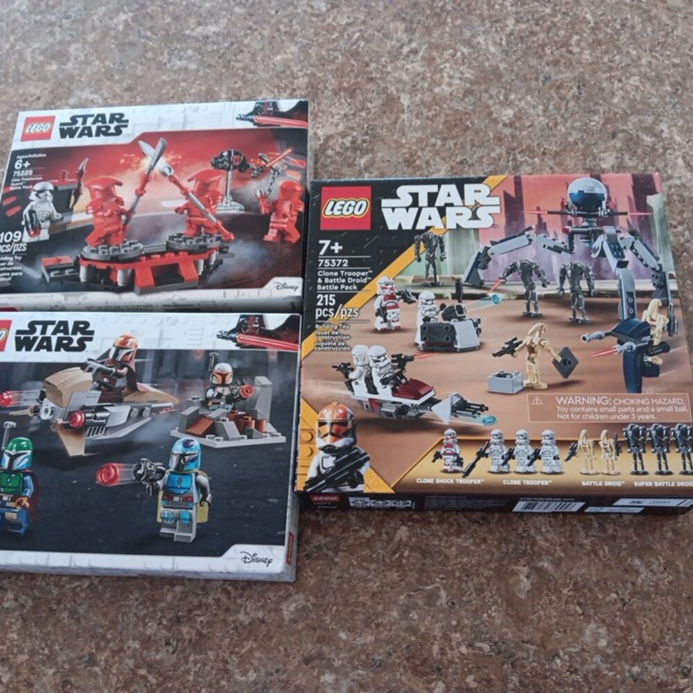 Lot of three LEGO Star Wars sets, including numbers 75225, 75267, and 75372
